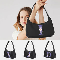 Underarm Shoulder Bag Purple Flower Letter Print