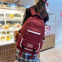 Unisex Canvas Backpack Student Solid Schoolbag Girl Casual Large Capacity