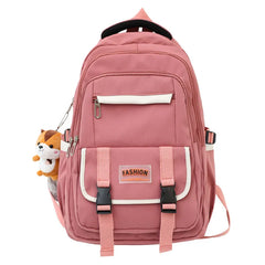 Unisex Canvas Backpack Student Solid Schoolbag Girl Casual Large Capacity