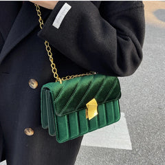 Vintage Velvet Leather Small Crossbody Shoulder Bags for Women Winter Tote Purse