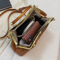 Vintage Women Shell Clip Small Totes Soft PU Leather Shoulder Bag