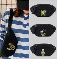 Waist Bag Unisex Bum bags Student Golden Flower Letter Pattern
