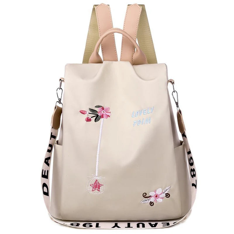 Waterproof Oxford Women Backpack Antitheft Printed School Bag Large Capacity