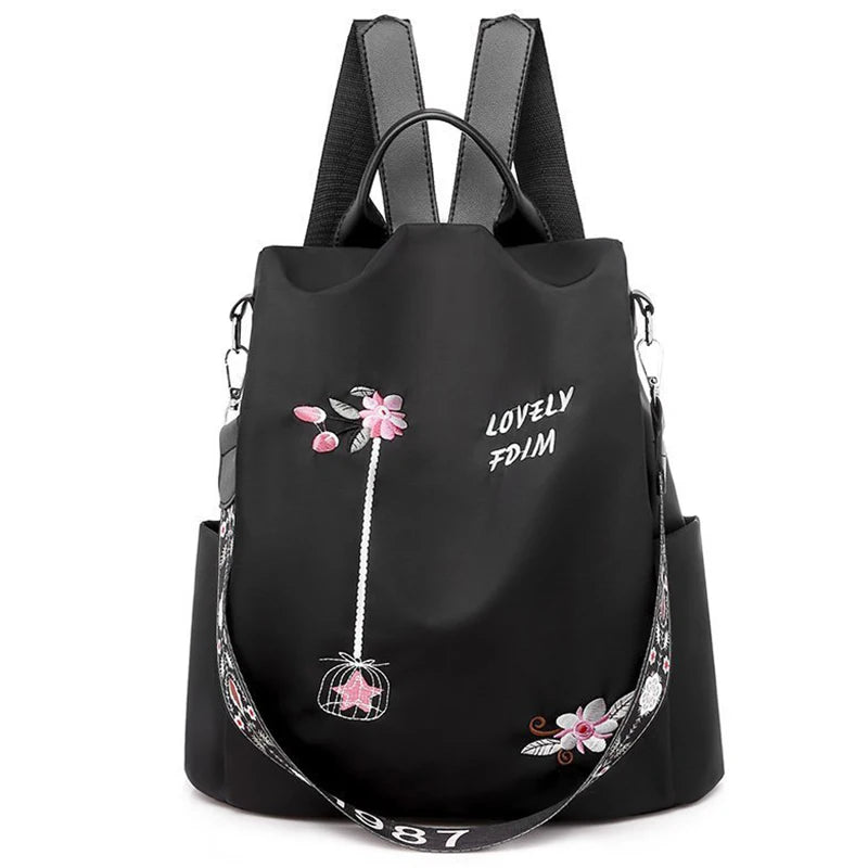 Waterproof Oxford Women Backpack Antitheft Printed School Bag Large Capacity