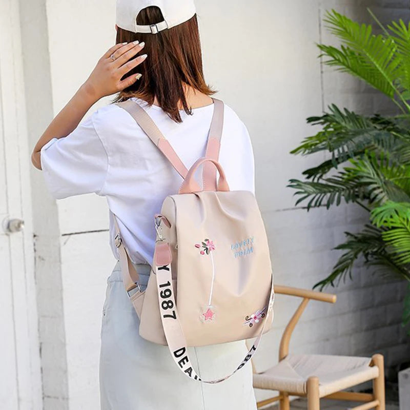 Waterproof Oxford Women Backpack Antitheft Printed School Bag Large Capacity