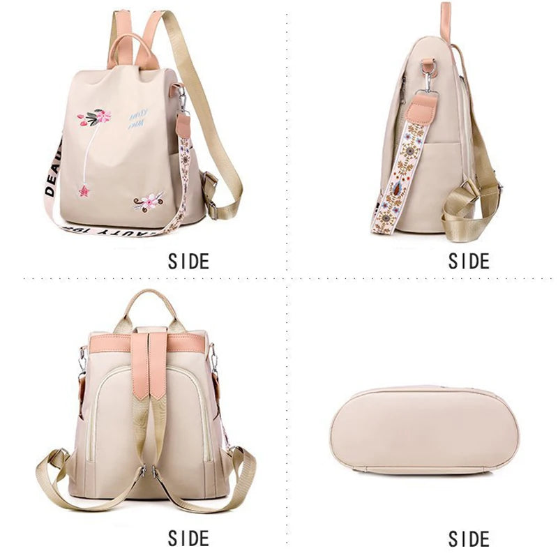 Waterproof Oxford Women Backpack Antitheft Printed School Bag Large Capacity