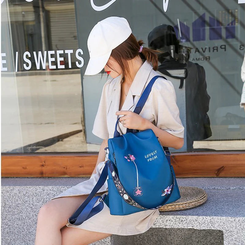 Waterproof Oxford Women Backpack Antitheft Printed School Bag Large Capacity