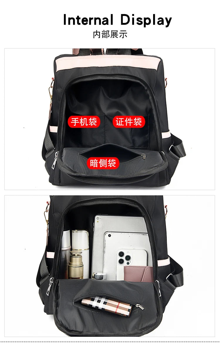 Waterproof PU Leather Women Backpack Anti-theft Ladies Travel Daypack