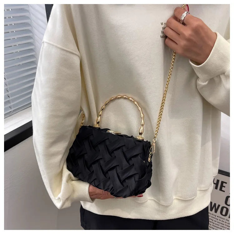 Small Tote Bag with Metal Chain Women's Handbag