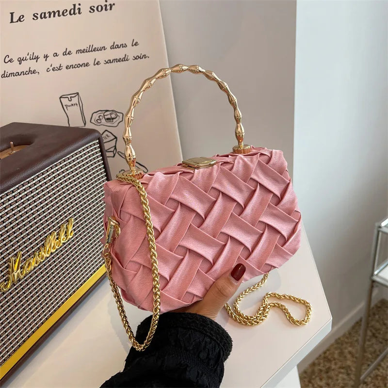 Metal Chain Small Tote Bag Women's Handbag