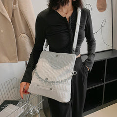 Winter Women Pu Leather Crossbody Bag Chain Shoulder Bag