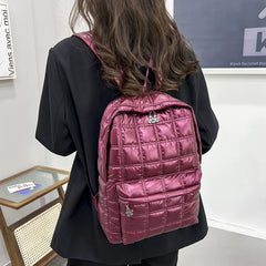 Winter Down Women's Backpack Ultra Light Space Bag Quilted Plaid Female S