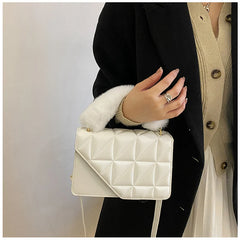 Winter Shoulder Bag Fur Top-handle Handbags Purse Female PU Leather