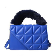 Winter Shoulder Bag Fur Top-handle Handbags Purse Female PU Leather