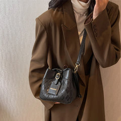 Winter Women's Bucket Messenger Bag Top PU Leather Rhombus Shoulder Bag