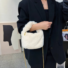 Winter INS Plush Small Faux Fur Handbag Fluffy Tote Shoulder Bag