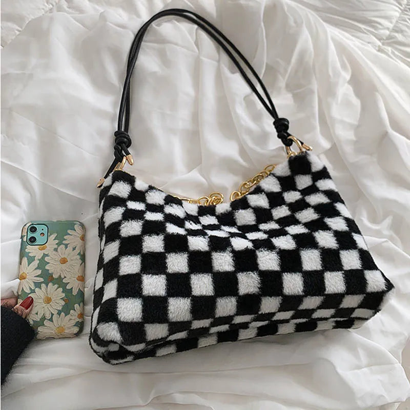 Winter Plush Crossbody Bag for Women Single Shoulder Handbag