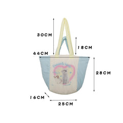Winter Down Feeling Large Capacity Tote Bag Women's Puppy Print Shoulder Bag