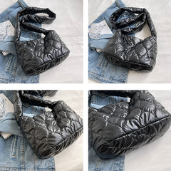 Winter Padded Women's Shoulder Messenger Bag Top Fabric Tote Lady Small Crossbod
