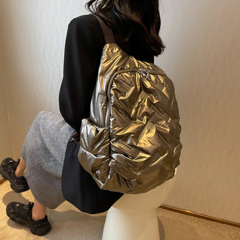 Large Capacity Women's Backpack Ruched Knapsack Travel Bags