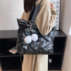 Winter Women's Padded Shoulder Bag Down Fabric Large Capacity Messenger Bag Hand