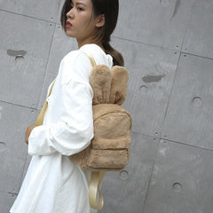 Winter Plush Backpack for Girls Pink