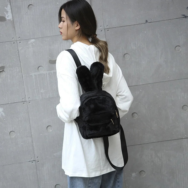 Winter Plush Backpack for Girls Pink