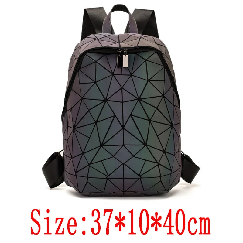Geometric Luminous Backpack for Girls School Student Rucksack
