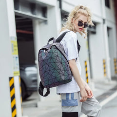 Geometric Luminous Backpack for Girls School Student Rucksack