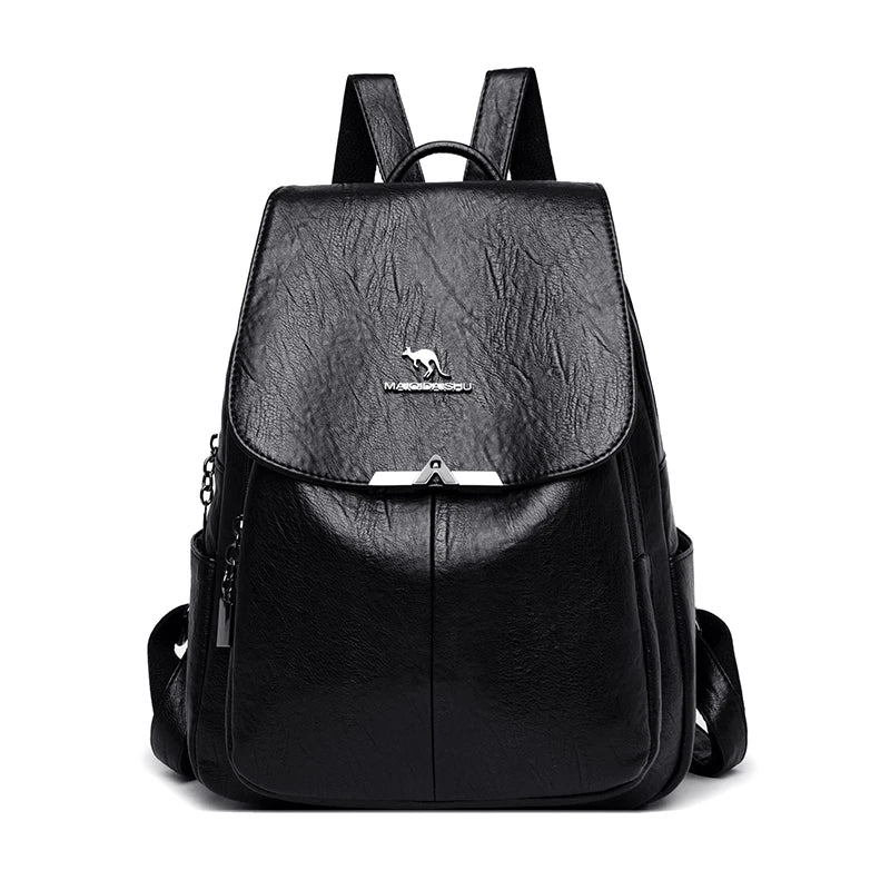Women Backpack Soft Leather Large Capacity Travel Bag Tote