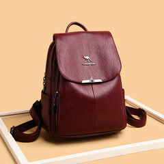 Women Backpack Soft Leather Large Capacity Travel Bag Tote