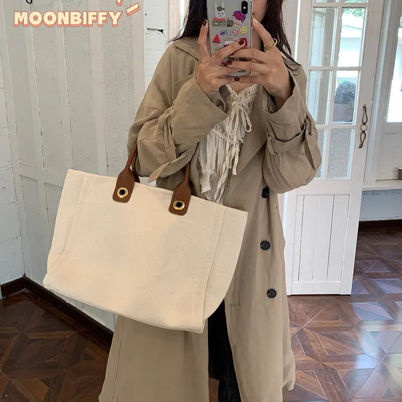 Canvas Handbags Large Shoulder Bags Ladies Tote Bags Female Casual Handbags