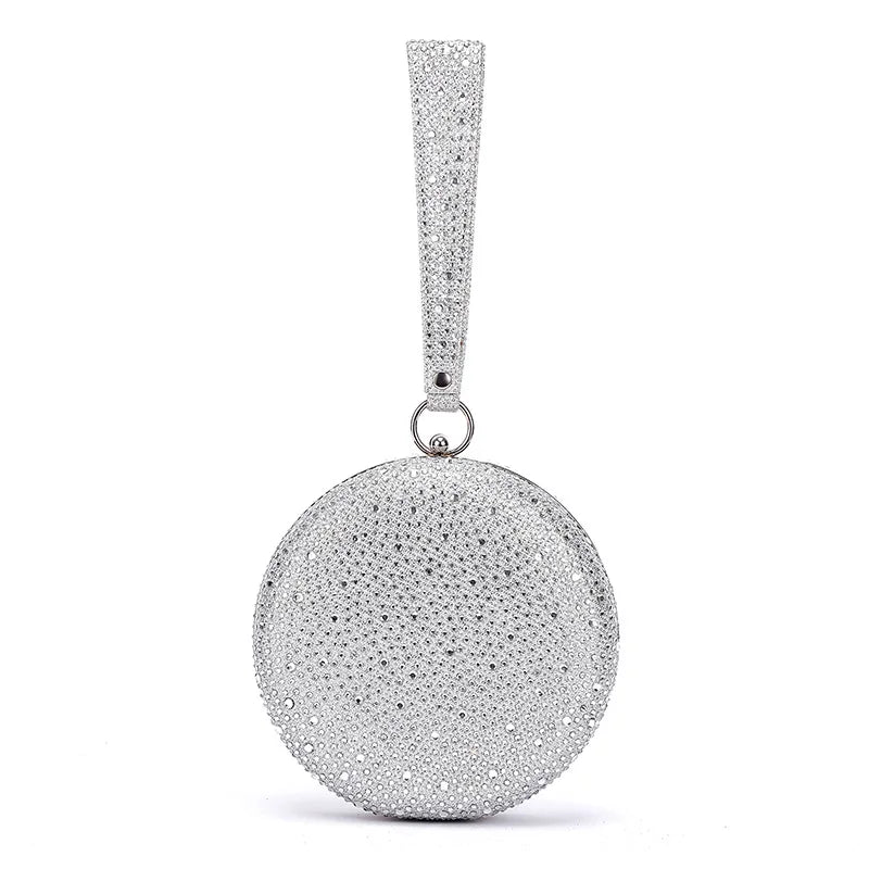 Women Bling Round Diamond Evening Bags Wedding Dinner Wallets