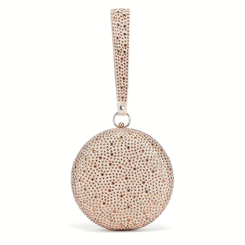 Women Bling Round Diamond Evening Bags Wedding Dinner Wallets