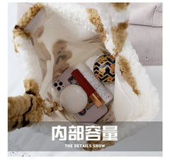 Fluffy Fur Bear Shoulder Tote Bag Soft Girls School Bag