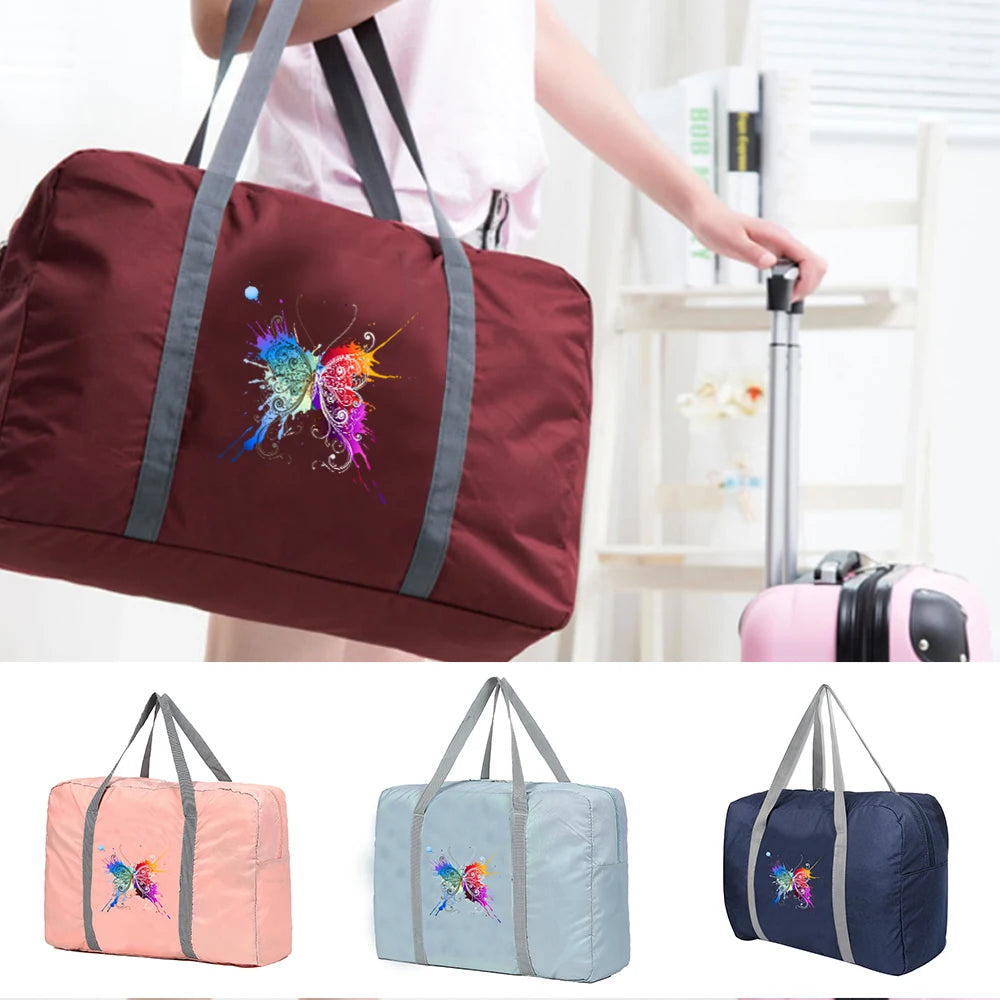 Foldable Travel Tote Bag Large Carry On Handbag Duffle Grocery Organizer