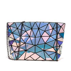 Plaid Laser Bag Geometric Chain Shoulder Bags Mini Clutch Handbag