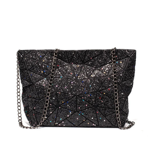 Plaid Laser Bag Geometric Chain Shoulder Bags Mini Clutch Handbag