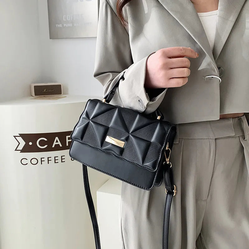 Women PU Leather Tote Crossbody Bag Set Plaid Shoulder Bag