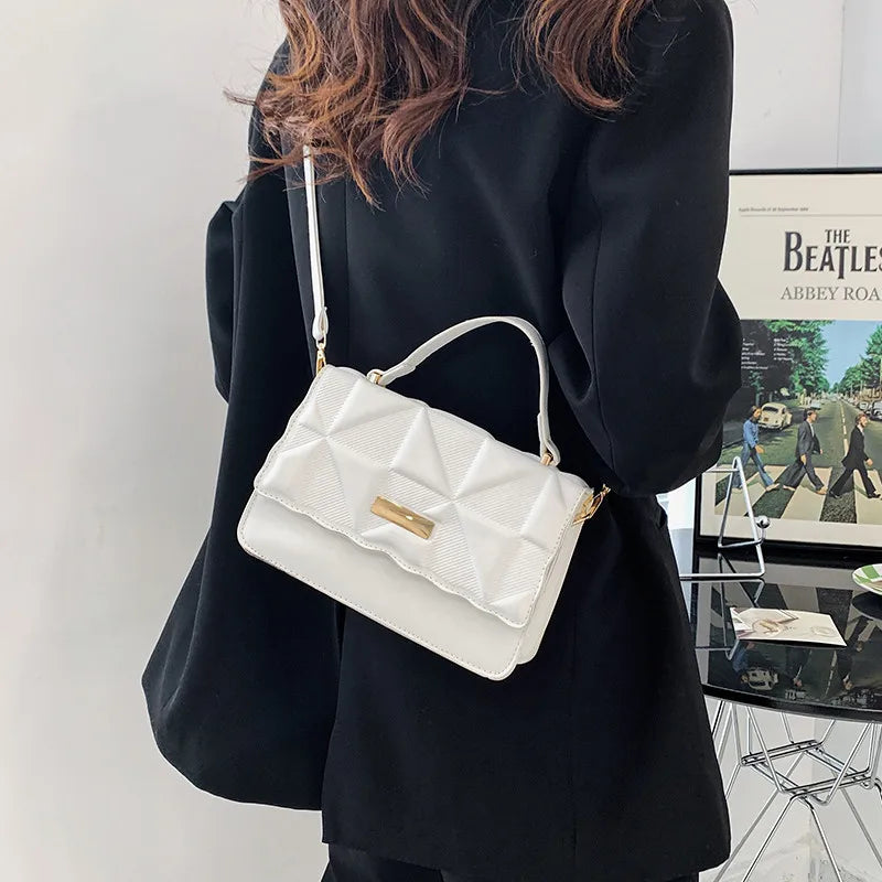 Women PU Leather Tote Crossbody Bag Set Plaid Shoulder Bag