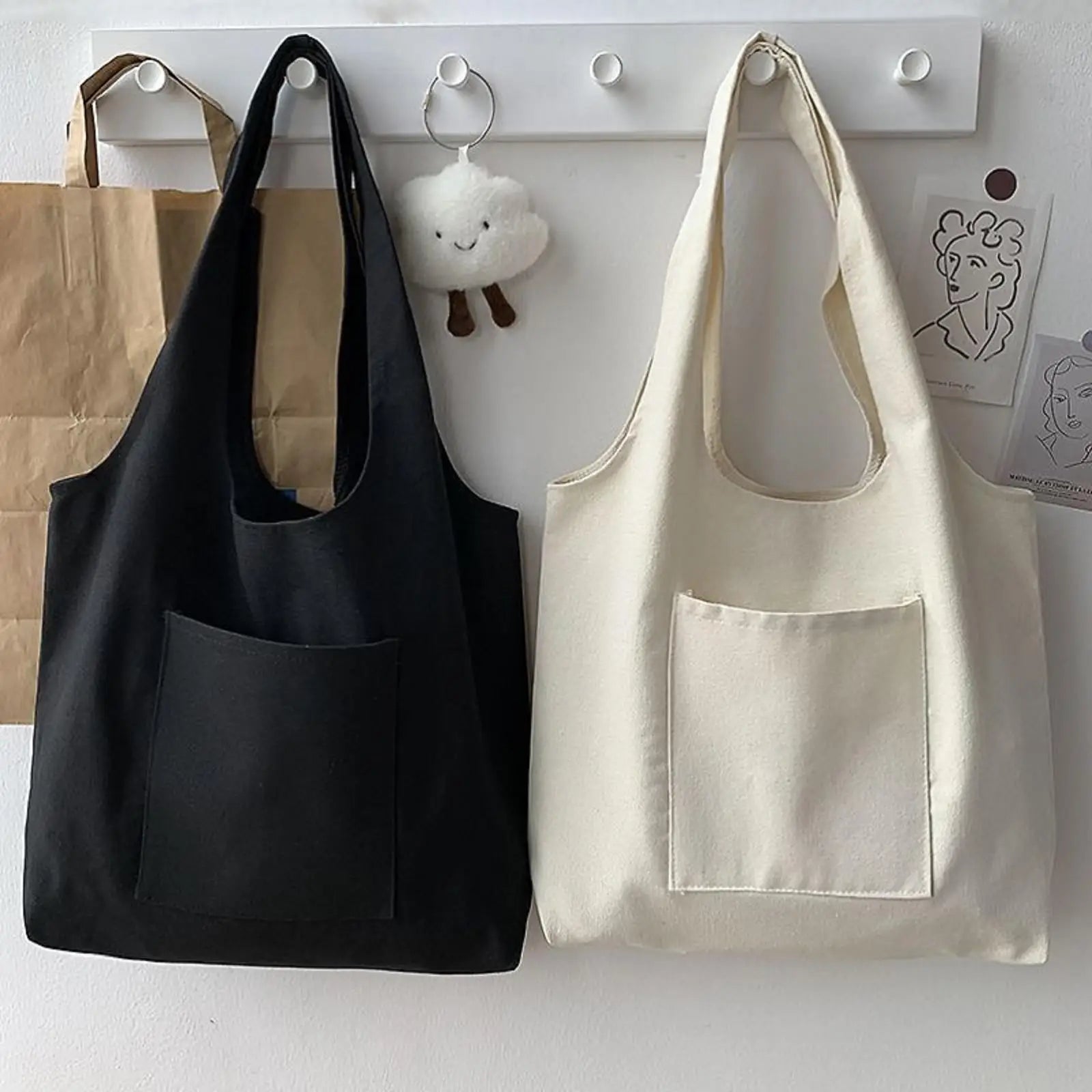 Large Capacity Canvas Shoulder Bag All-Match Casual Handbag