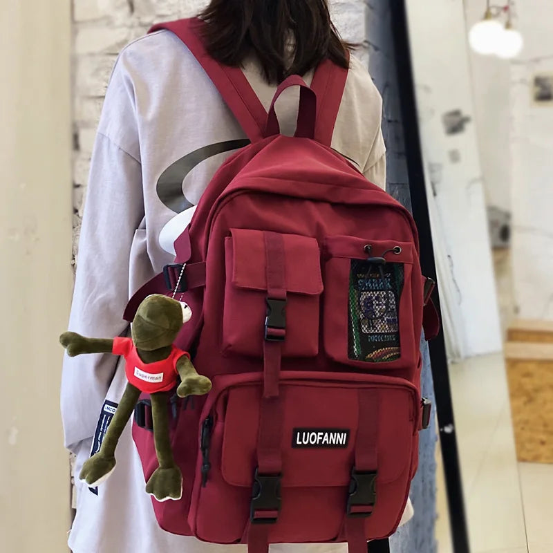 Women Nylon School Backpack with Anti Theft Rucksack