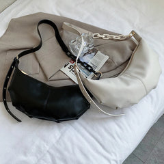 Vintage Leather Crossbody Bag with Chain Strap