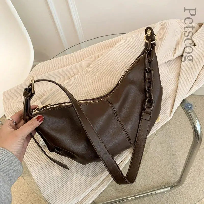 Soft Leather Handbags Vintage Crossbody Bags Chains Shoulder Bags