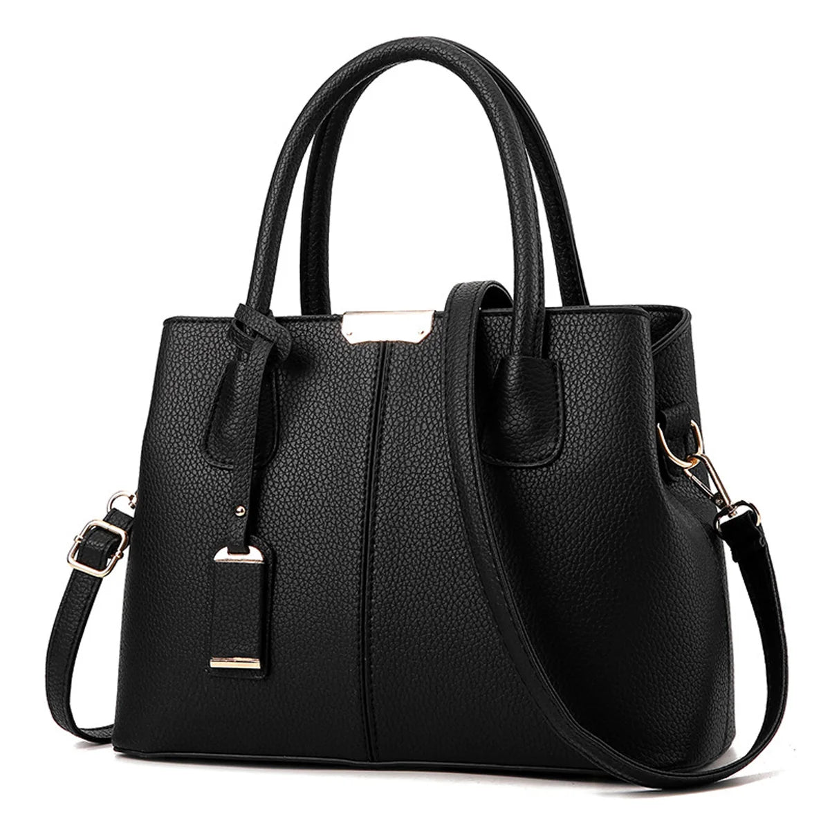 Solid Style Leather Handbag Large Capacity Shoulder Messenger Pack