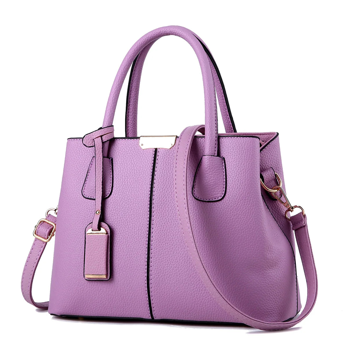 Solid Style Leather Handbag Large Capacity Shoulder Messenger Pack