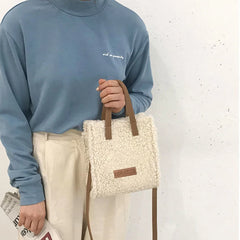 Warm Lamb Wool Shoulder Bag Soft Autumn Cross-body