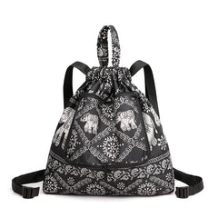 Women Nylon Folding Backpack Drawstring Bag Travel Backpack