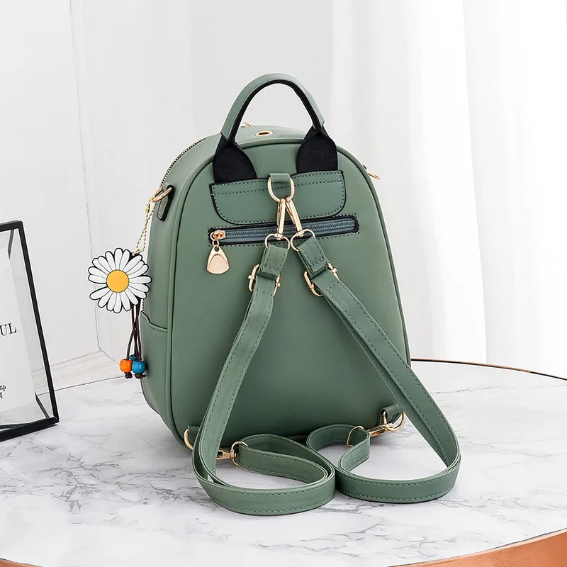 Women's PU Leather Backpack Schoolbag for Girls