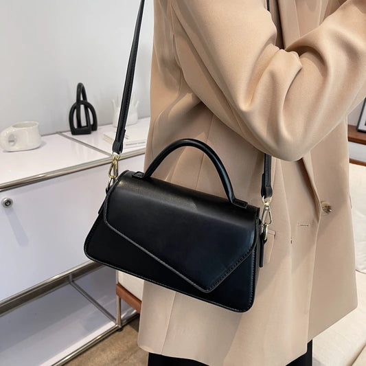 Women's PU Leather Handbag Minimalist Shoulder Bag Lipstick Packet Khaki